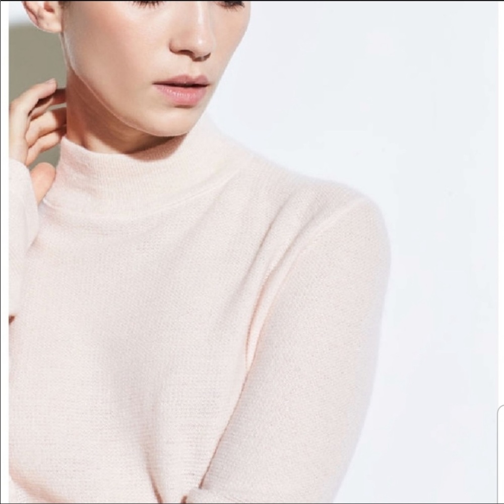 Vince Mock Turtleneck Cashmere Sweater Light Pink
